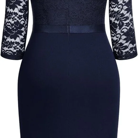 Miusol Lace Ruffle Style Cocktail Mini Blue Dress - Picture 8 of 8